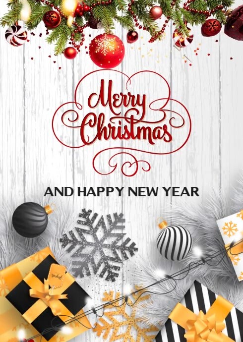 White Modern & Minimal Merry Christmas Wishes A6 template