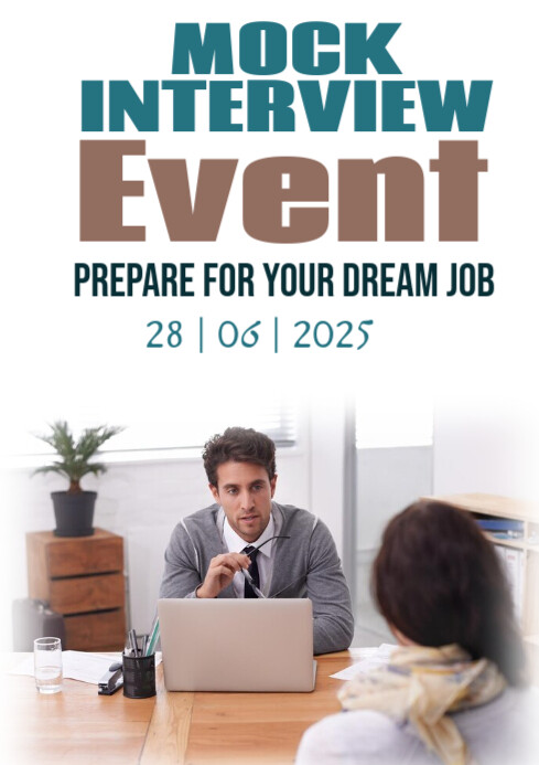 Interview Event Sign White Modern & Minimal Mock Interview Event A4 Template | PosterMyWall