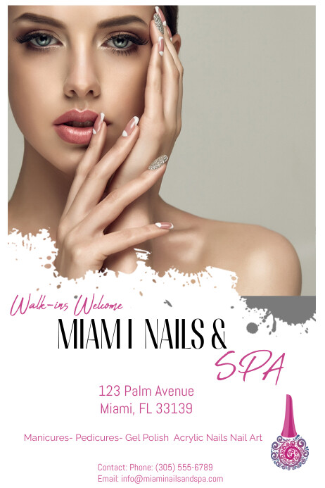 White Modern & Minimal Nail Tech Poster Plakat template