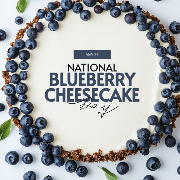 White Modern & Minimal National Blueberry Cheesecake Day Instagram Post template