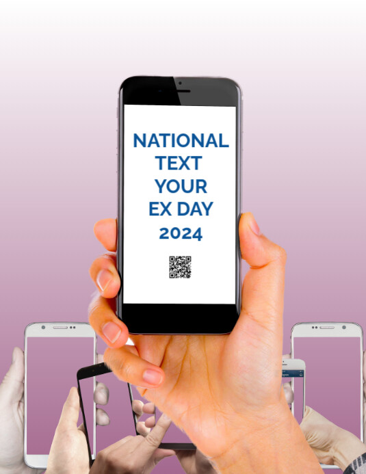 White Modern & Minimal National Text Your Ex Day Flyer (us Letter) template