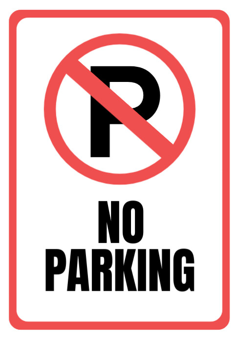 White Modern & Minimal No Parking Sign A2 template
