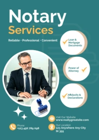 White Modern & Minimal Notary Services Poster Template – Professional Legal Document Assistance A2