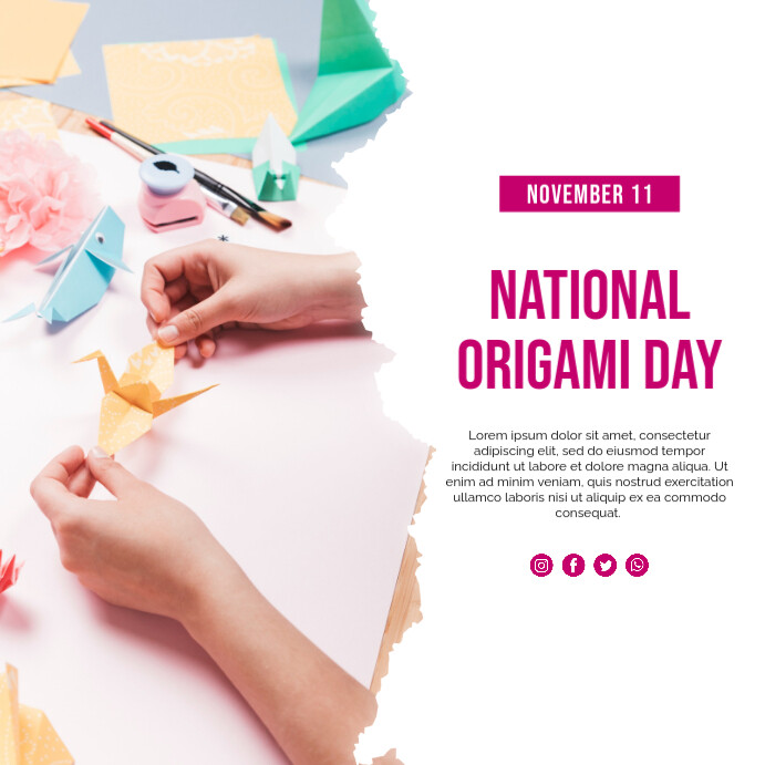 White Modern & Minimal Nov 11 - National Origami Day Instagram Post template