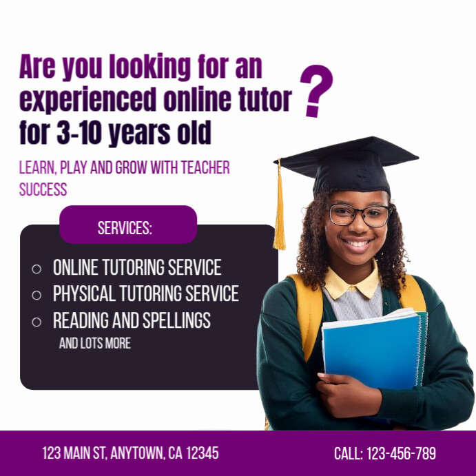 White Modern & Minimal Online Tutor And Tutoring Service Flyer  Instagram Post template