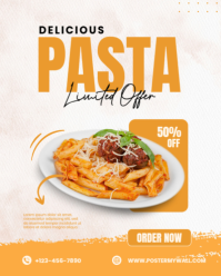 White Modern & Minimal Pasta Menu Promotion Instagram Portrait template