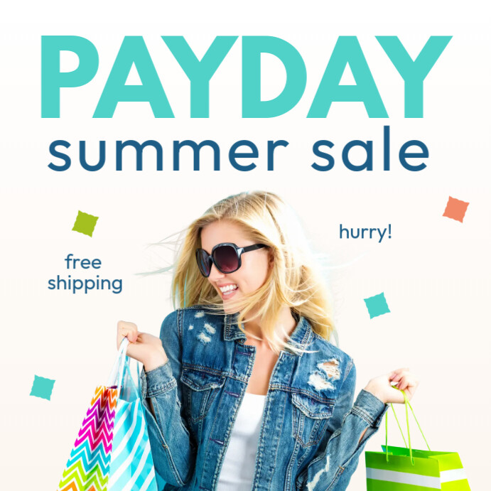 White Modern & Minimal Payday Summer Sale Instagram Post Wpis na Instagrama template