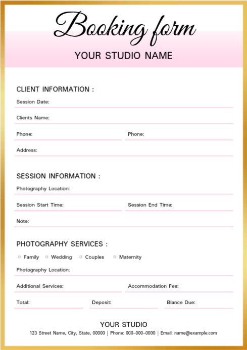 White Modern & Minimal Photography Form A4 template
