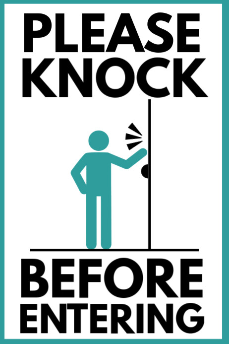 White Modern & Minimal Please Knock Before Entering Poster Плакат template