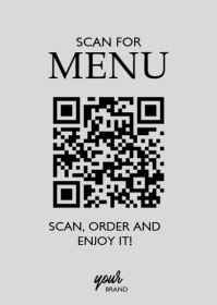 White Modern & Minimal QR Scan For Menu A6 template