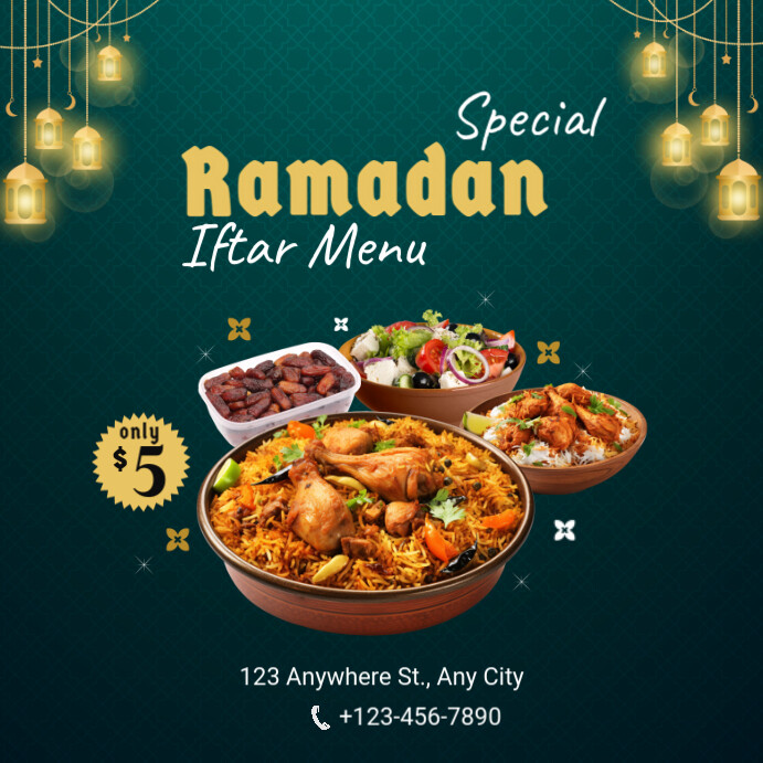 White Modern & Minimal Ramadan Iftar Menu Pos Instagram template