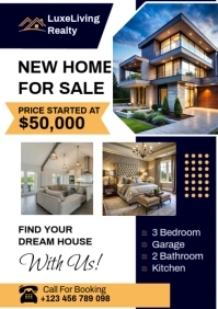 White Modern & Minimal Real Estate House Sale A2 template