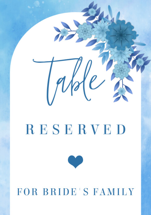 White Modern & Minimal Reserved Table Signs For Bride's family A4 template