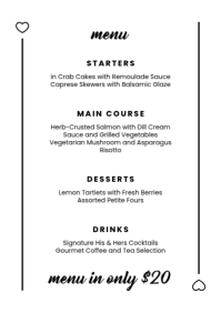 White Modern & Minimal Restaurant Food Menu A4 template
