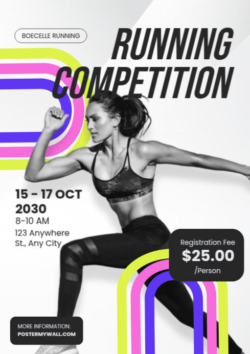 White Modern & Minimal Running Competition A4 template