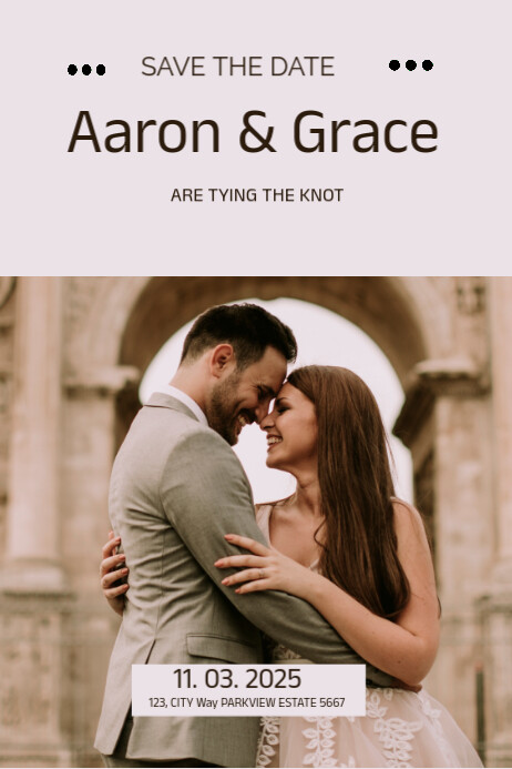 White Modern & Minimal Save The Date  Poster template