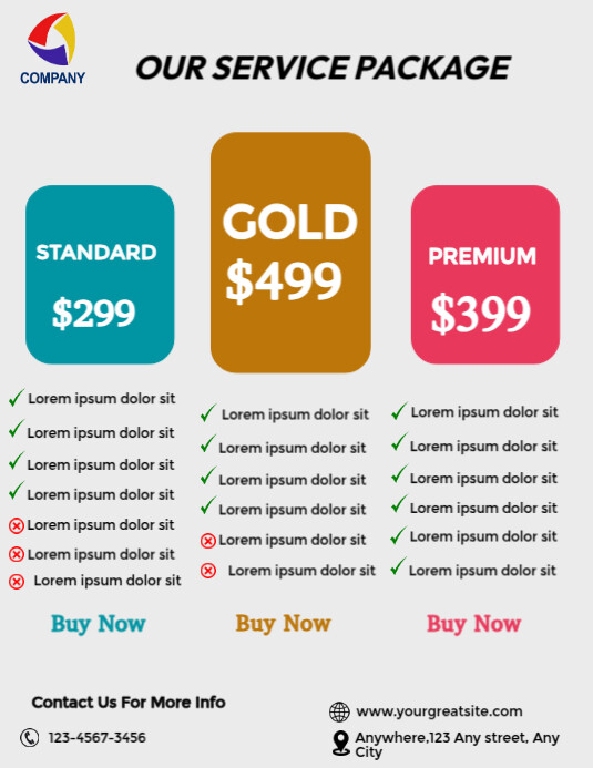 White Modern & Minimal Service Package Flyer (us Letter) template
