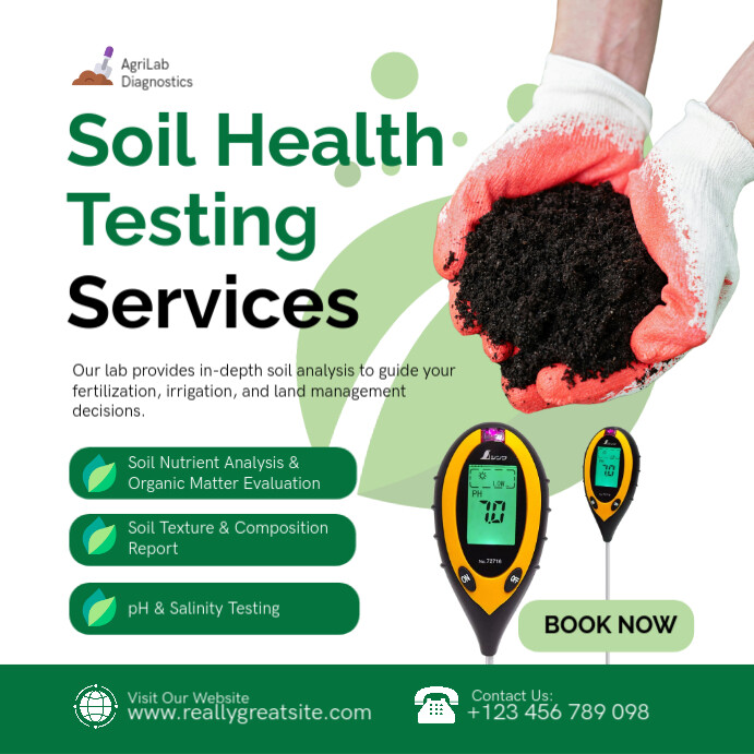 White Modern & Minimal Soil Health Testing Services Instagram Post template