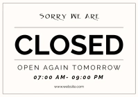 White Modern & Minimal Sorry We're Closed Tem Postcard template
