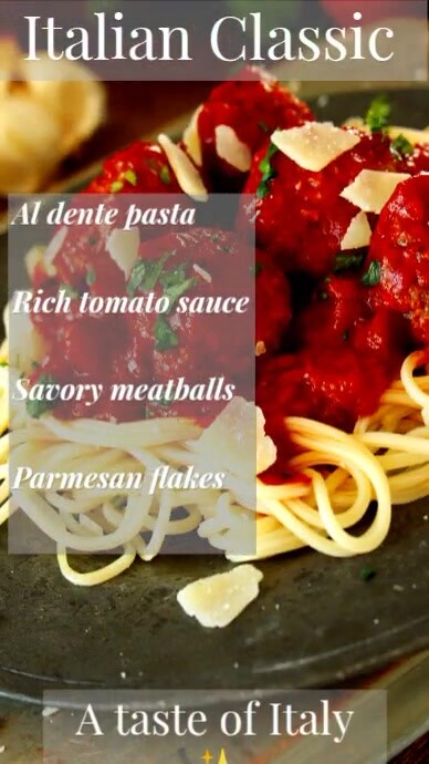 White Modern & Minimal Spaghetti & Meatballs Instagram Story template