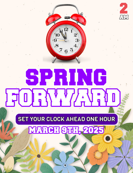 White Modern & Minimal Spring Forward Pamflet (letter As) Flyer (US Letter) template