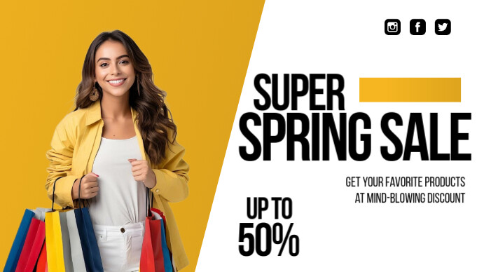 White Modern & Minimal Spring Super Sales Digital Display (16:9) template