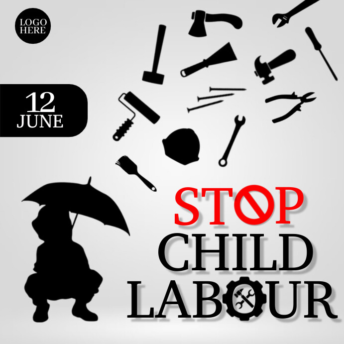 White Modern & Minimal Stop Child Labour Inst Instagram Post template