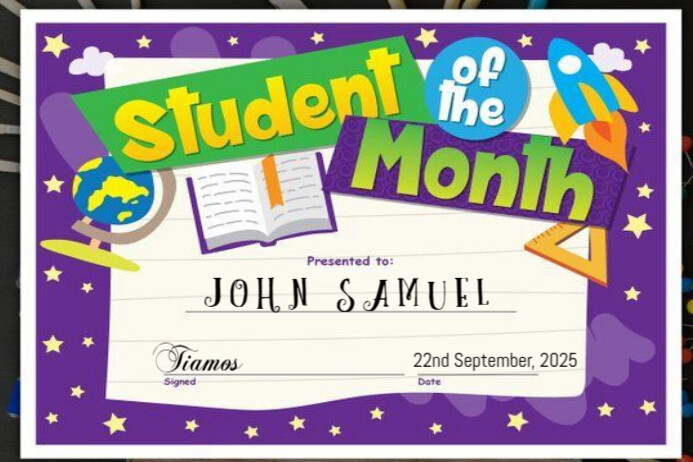 White Modern & Minimal Student Of The Month Award Template  Poster