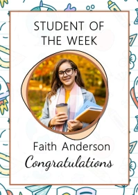 White Modern & Minimal Student Of The Week A2 template