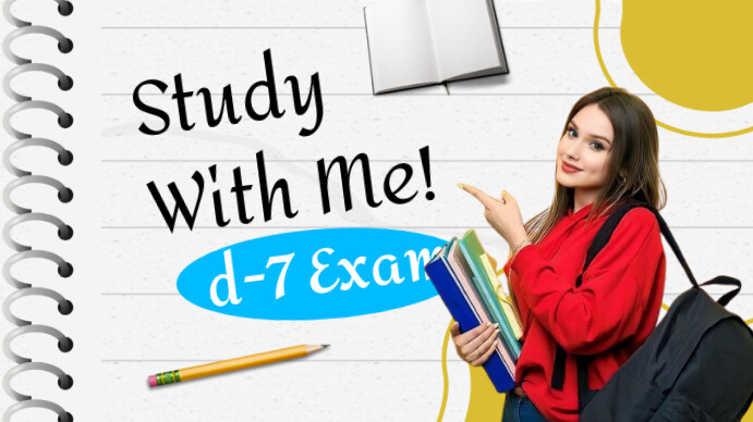 White Modern & Minimal Study With Me D-7 Exam Youtube Thumbnail template