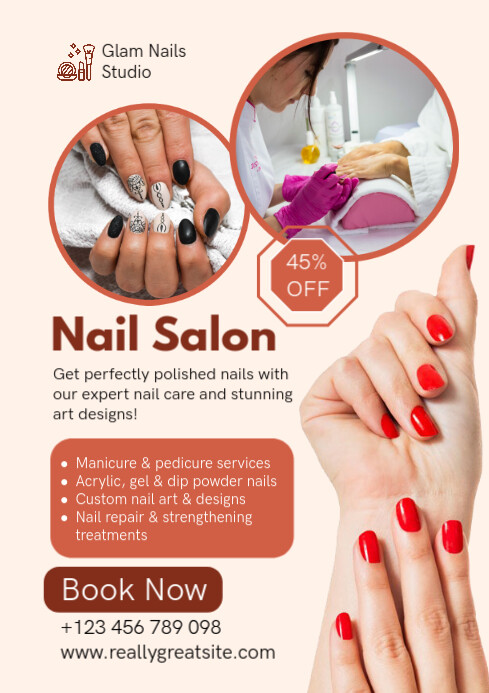 White Modern & Minimal Stylish Nail Salon Promotion Template A1
