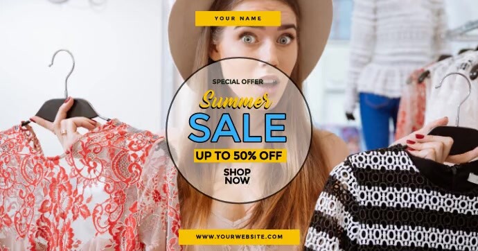 White Modern & Minimal Summer Sale Gambar Ber Facebook Shared Image template