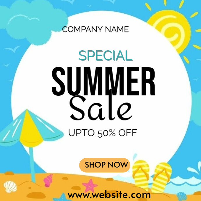 White Modern & Minimal Summer Sale Template  Instagram Post Wpis na Instagrama