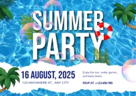 White Modern & Minimal Summer Swimming Pool Party  Postcard Открытка template
