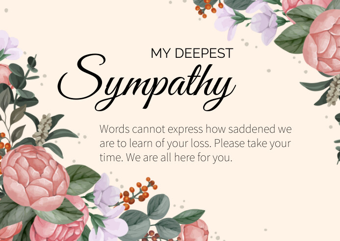White Modern & Minimal Sympathy Card  A6 template