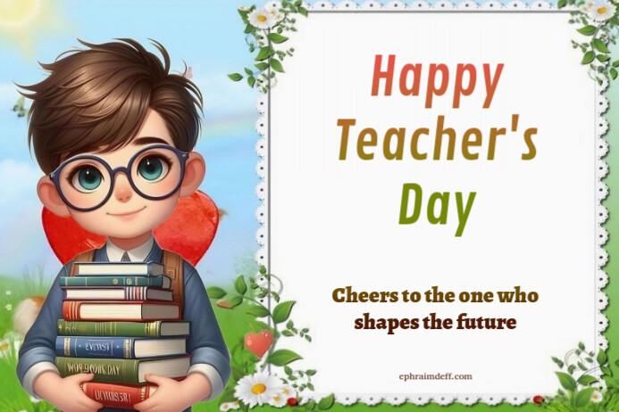White Modern & Minimal Teacher's Day Card Label template