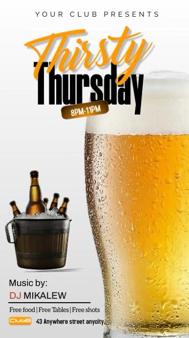 White Modern & Minimal Thirsty Thursday  Inst Instagram Story template