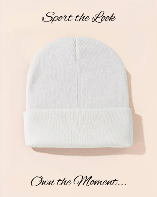 White Modern & Minimal This Image Features A Clean, Simple, White Beanie Hat Against A Light Pink Or Instagram Portrait template
