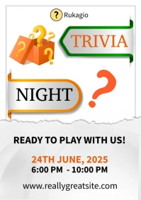 White Modern & Minimal Trivia Night A2 template