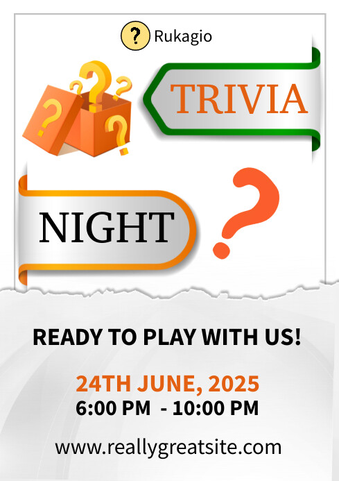 White Modern & Minimal Trivia Night A2 template