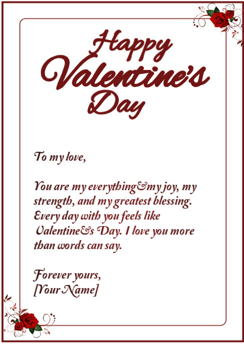 White Modern & Minimal Valentine Card A4 template