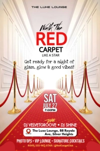 White Modern & Minimal Vip Night Party Red Carpet Poster template