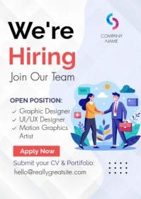 White Modern & Minimal We Are Hiring A6 template