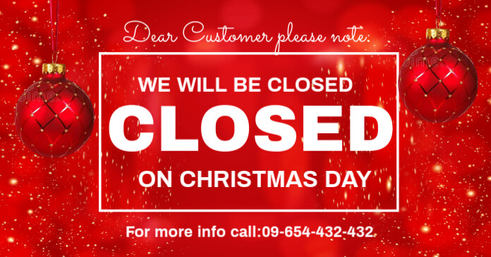 White Modern & Minimal We Will Be Closed For Christmas Facebook Ad template