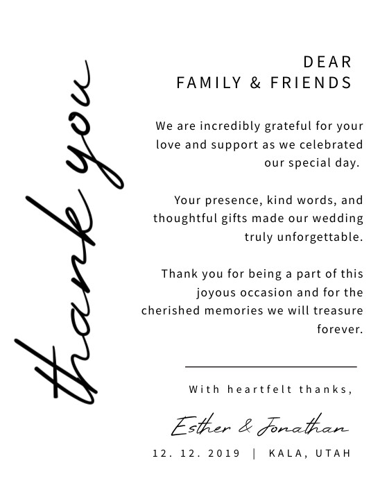 White Modern & Minimal Wedding Thank You Card Ulotka (US Letter) template