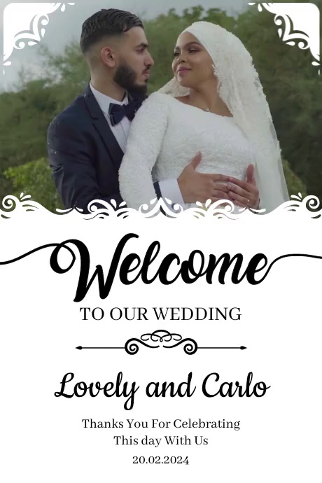 White Modern & Minimal Wedding Welcome Sign P Plakat template