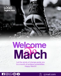 White Modern & Minimal Welcome To March New Month Instagram Portrait template