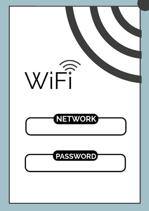 White Modern & Minimal Wifi Login Details Sign A4 template