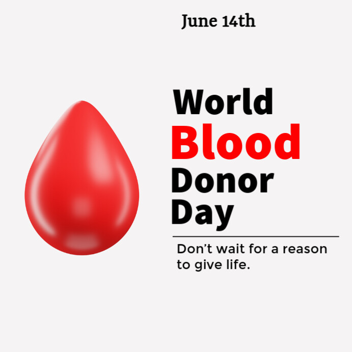 White Modern & Minimal World Blood Donor Day  Instagram Post Wpis na Instagrama template