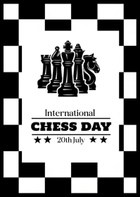White Modern & Minimal World Chess Day  A6 template